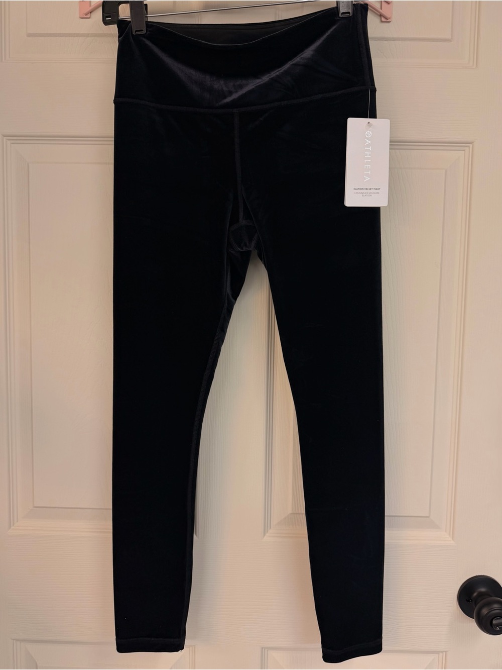 Athleta Black Plush High-Rise Velvet Leggings